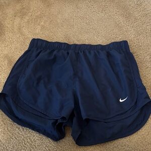 Nike Women's Navy Athletic Shorts with White Swoosh
